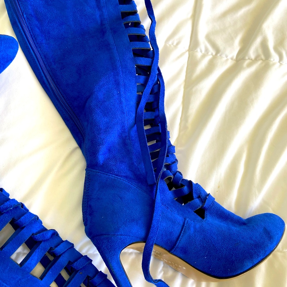 Blue suede boots size 8.5
